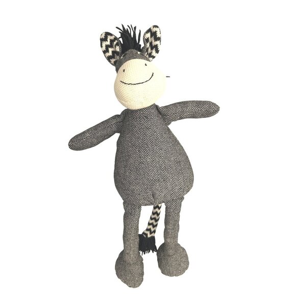 Tilly Knit Zebra Plush Stuffed Animal 20" Black Gray White Chevron By Pier 1 Imp - Picture 2 of 5